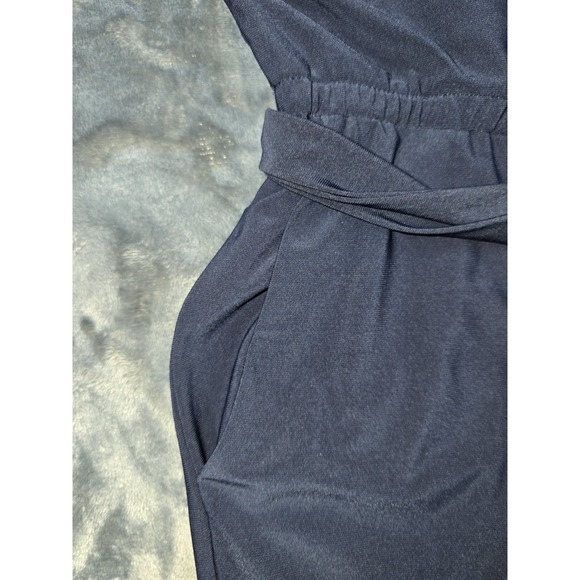 Lauren Ralph Lauren Belted Jumpsuit Women's Navy Open Shoulder Sleeve Sz PS - Picture 4 of 9